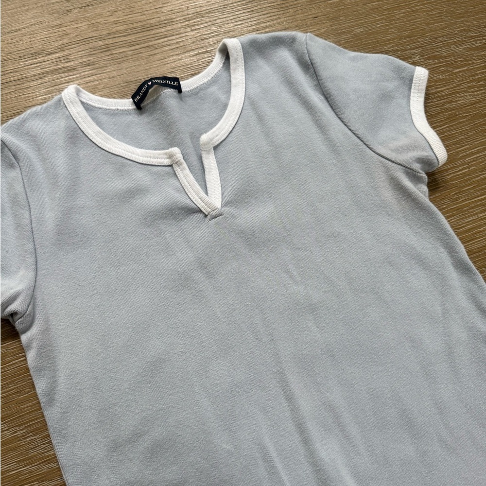 Brandy Melville baby blue cotton short sleeve tee shirt top one size XS small